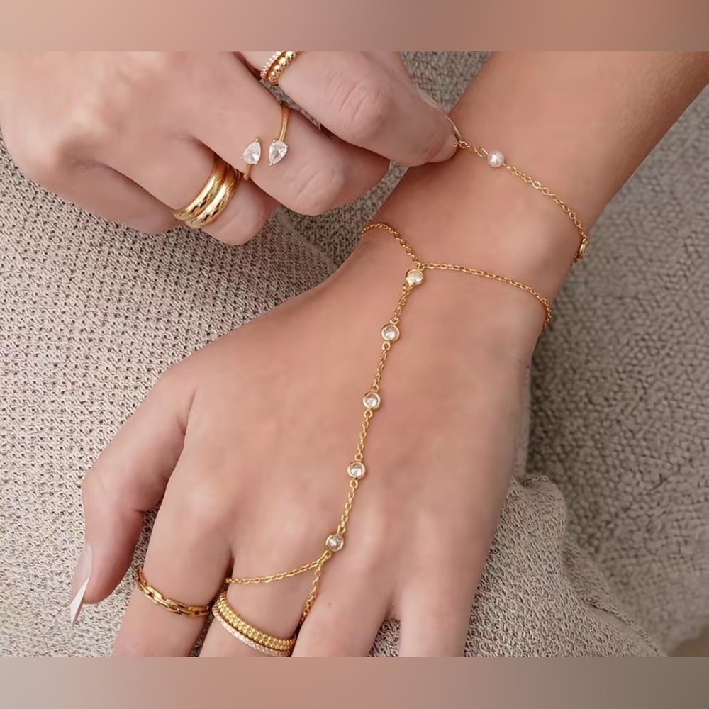 Gold and Silver Hand Chain Bracelet